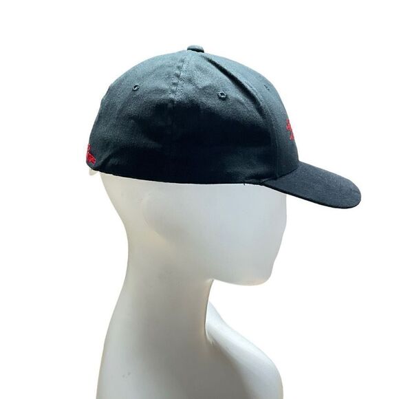 No Fear Hat Skull Flag Flex Ball Cap Black Red Stitching Small/Medium - Picture 3 of 16